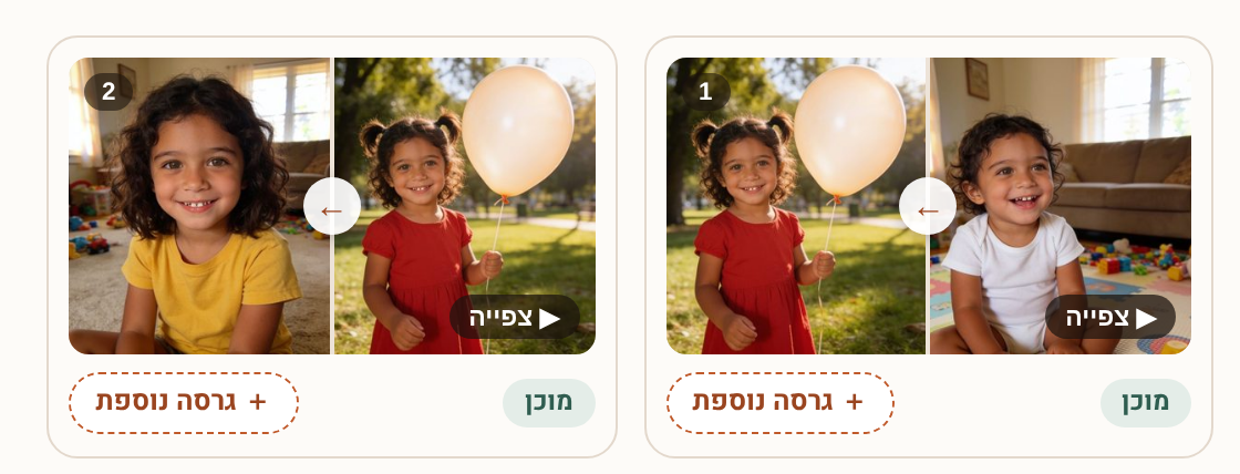 כרטיס אנימציה בניסיון החינם עם כפתור הניסיון החוזר